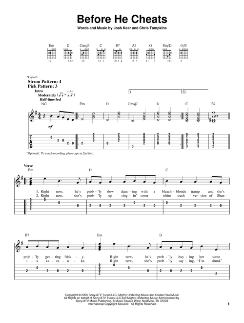 Before He Cheats - Carrie Underwood (Easy Guitar with TAB)