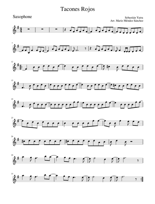 Tacones Rojos (Arr. Mario Méndez Sánchez) - Sebastian Yatra (Alto Sax Solo)