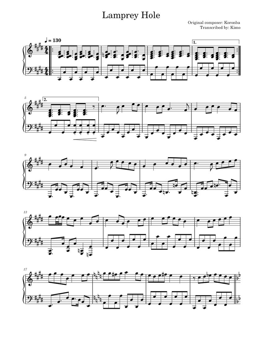 0501 ヤツメ穴 Lampery Hole – ころんば Koronba Sheet Music for