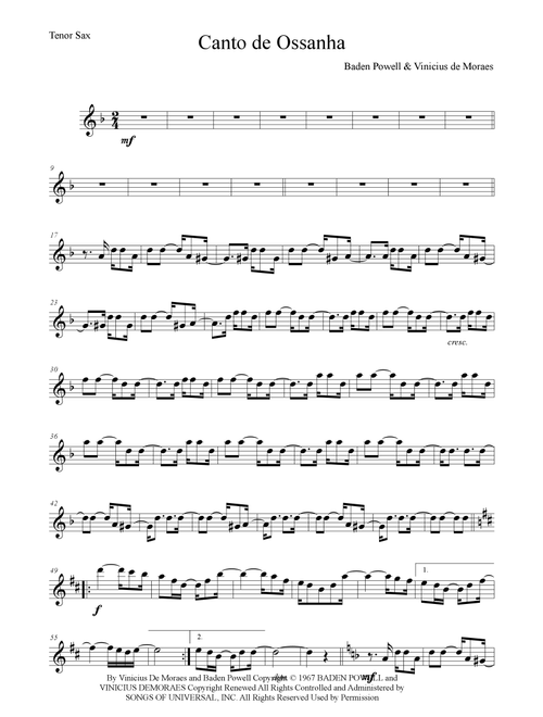 Canto De Ossanha (Arr. Anderson Quevedo) - Astrud Gilberto (Tenor Sax Solo)