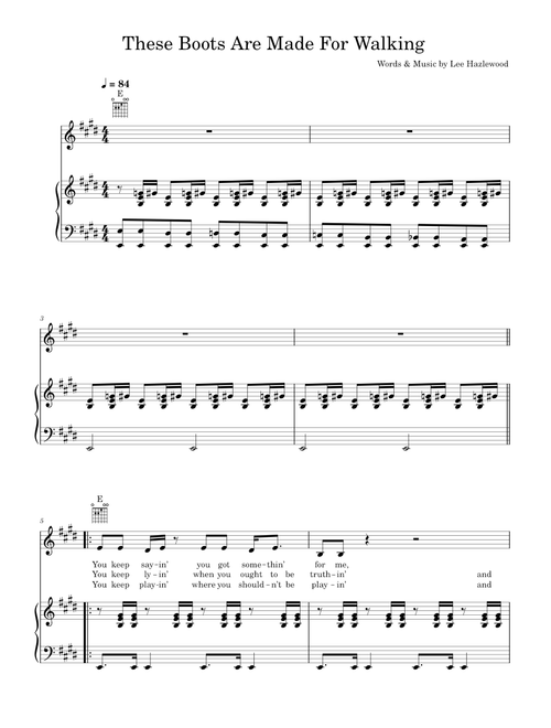 These Boots Are Made For Walking - Jessica Simpson, Nancy Sinatra (Piano-Vocal-Guitar (Piano Accompaniment))