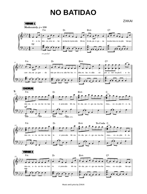 NO BATIDAO - ZXKAI (Piano)