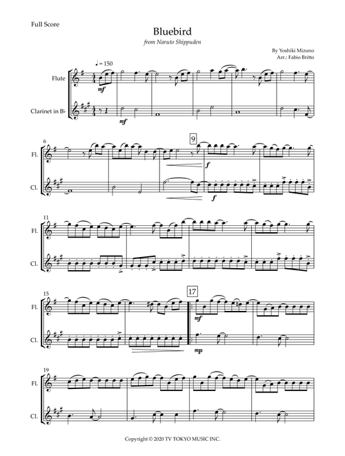 Ikimono Gakari's Blue Bird (Arr. Fabio Britto) - Yoshiki Mizuno (Instrumental Duet)