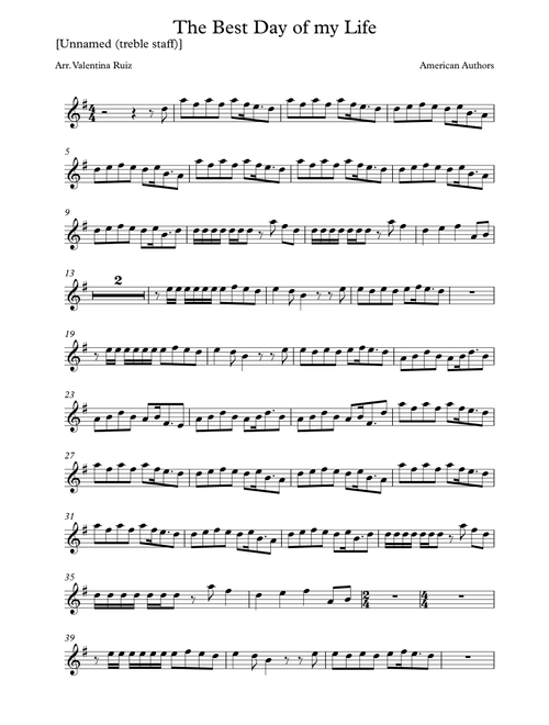 Best Day Of My Life (Arr. Valentina Ruiz) - American Authors (Instrumental Duet)