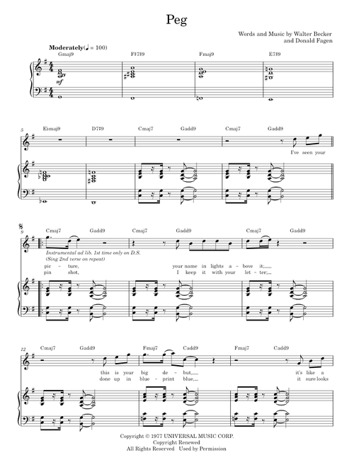 Peg - Steely Dan (Piano Vocal)
