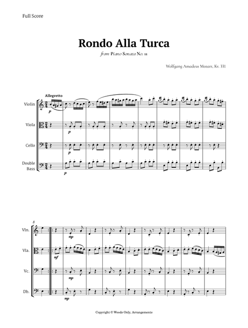 Rondo Alla Turca by Mozart for String Ensemble (Arr. Ander) (String Ensemble)