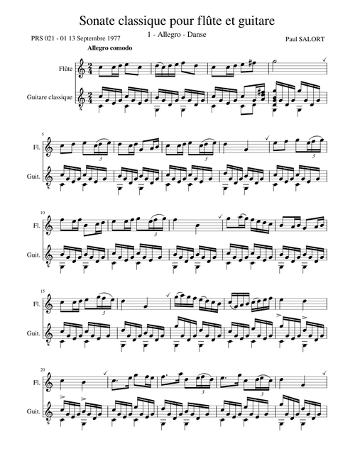 PRS 021.01 Sonate classique pour flûte et guitare Allegro - Danse