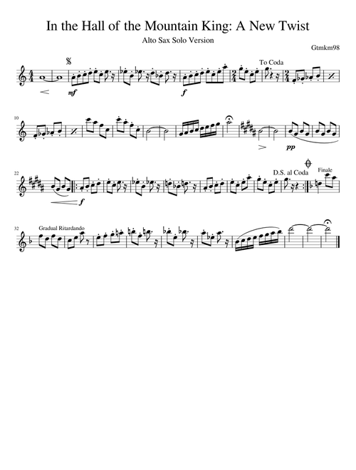 In the Hall of the Mountain King :A New Twist (Alto Sax Solo Version)