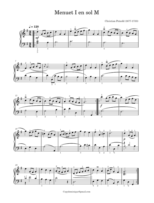 Menuet BWV Anhang 114 – Christian Petzold Johann Sebastian Bach Christian Petzold - BWV Anh 114 Menuet I en sol Majeur