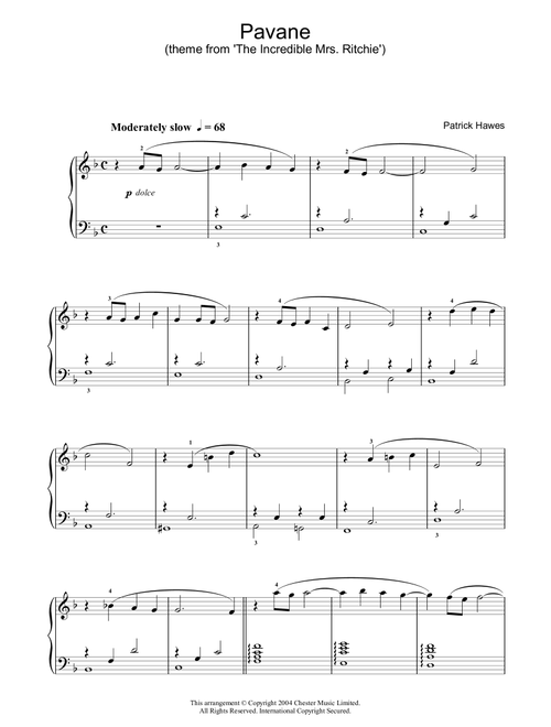 Pavane (theme from 'The Incredible Mrs Ritchie') - Patrick Hawes (Piano Solo)