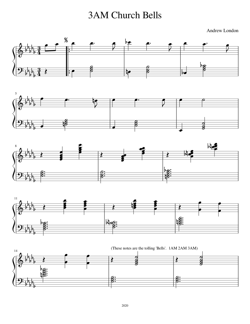 3AM Church Bells Sheet Music for Piano (Solo) | MuseScore.com