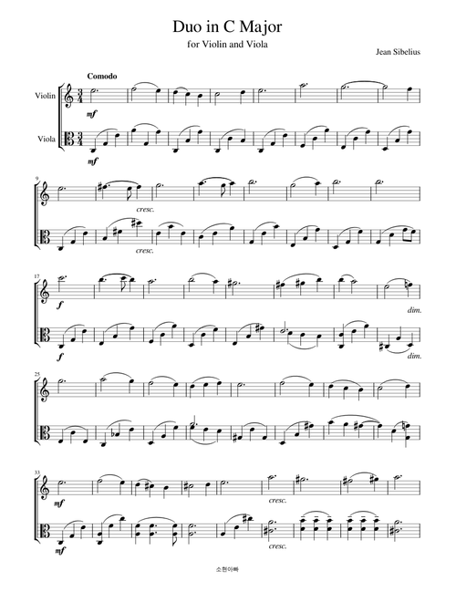 Duo in C Major - Jean Sibelius