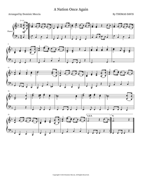A Nation Once Again (Arr. Dominic Meccia) - Thomas Davis (Piano Vocal)