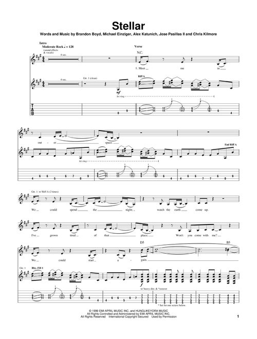 Stellar - Incubus, Guitar Hero (Guitar Tab)