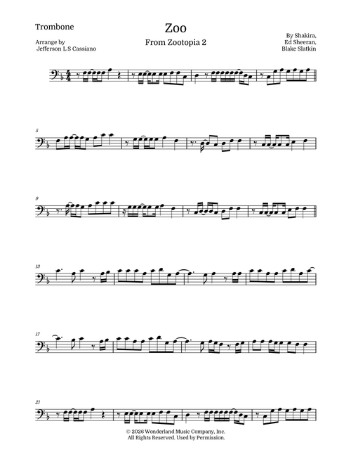Zoo (Arr. Jefferson LS Cassiano) - Shakira (Trombone Solo)