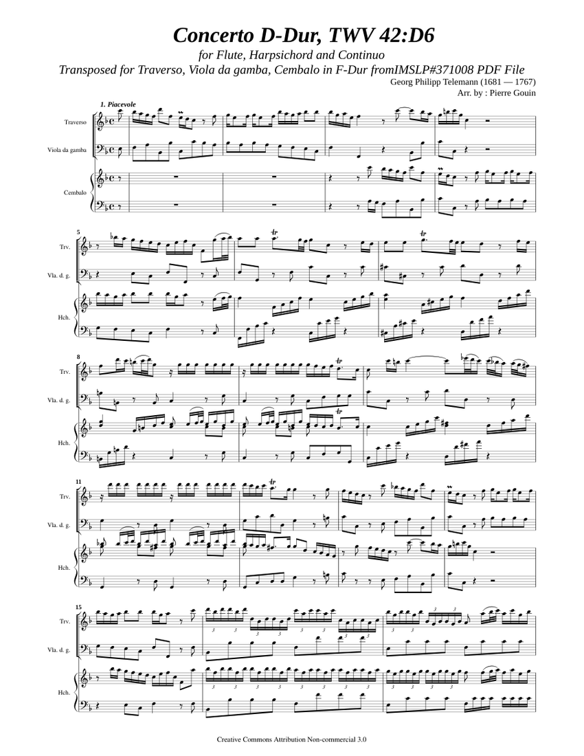 Telemann, G. P. _ Concerto D-Dur, TWV 42:D6 [Traverso, Viola