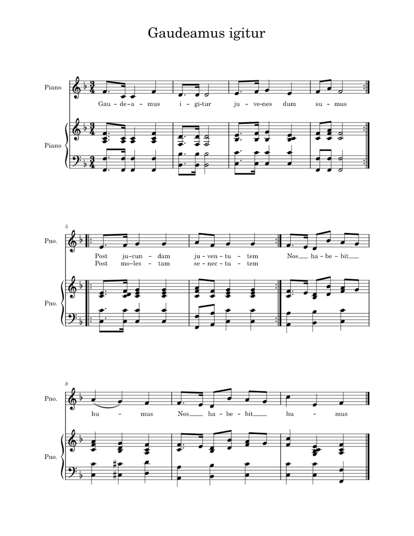 Gaudeamus igitur – Johannes Brahms Gaudeamus igitur - piano tutorial