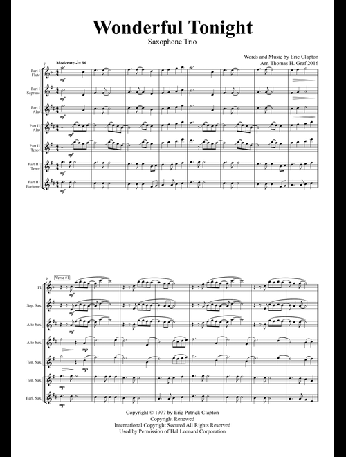 Wonderful Tonight (Arr. Thomas H. Graf) - Eric Clapton (Woodwind Ensemble)