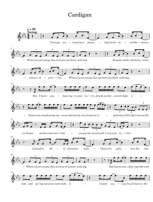 Cardigan – Taylor Swift (for Violin)