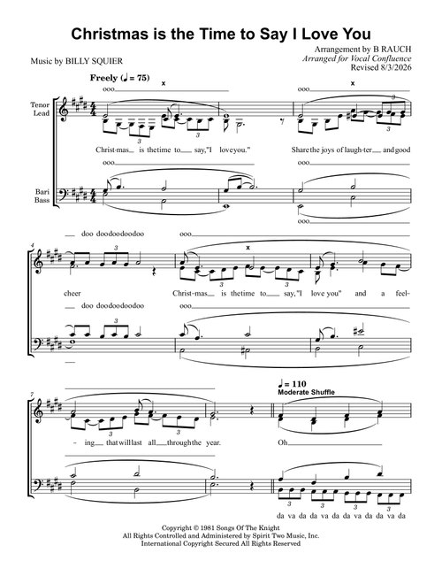Christmas Is The Time To Say I Love You (Arr. B Rauch) - Billy Squier (Choral, SATB)
