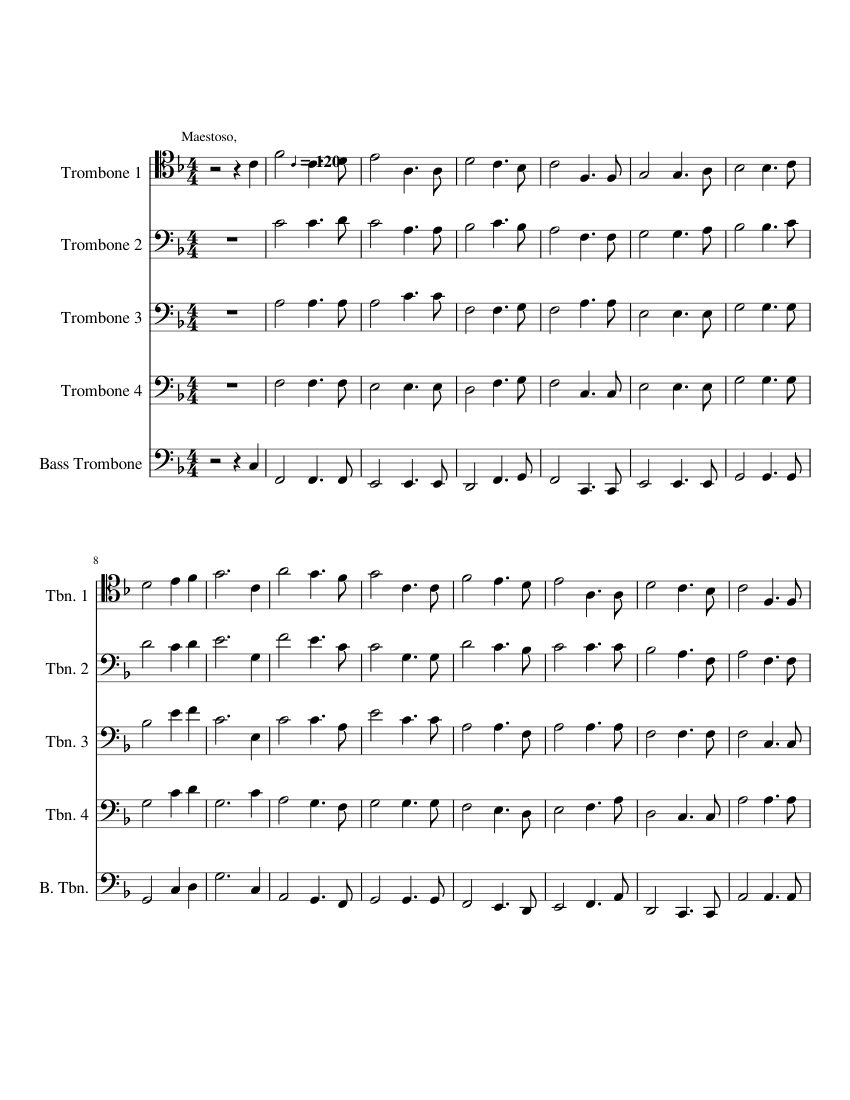 Russian national anthem sheet music for trombone tenor trombone bass