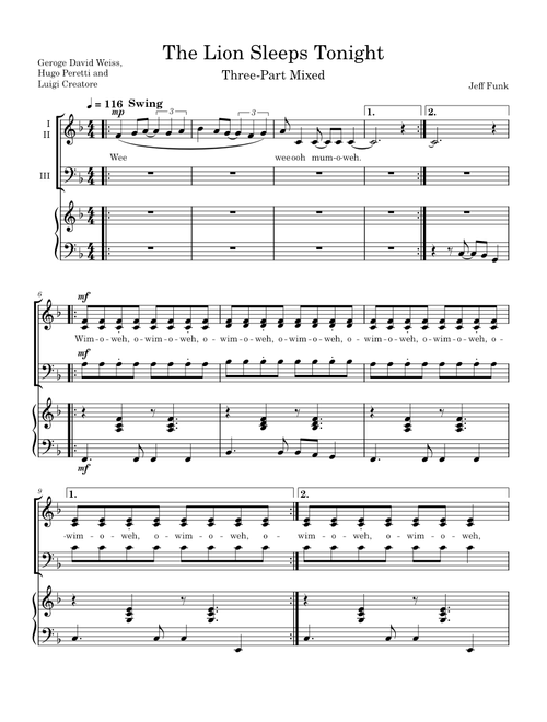 The Lion Sleeps Tonight (arr. Jeff Hunk)