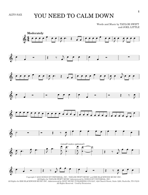 You Need To Calm Down - Taylor Swift (Alto Sax Solo)