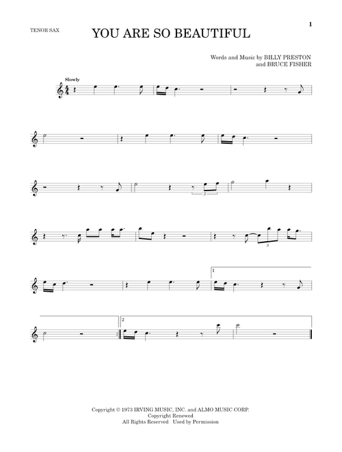 You Are So Beautiful - Joe Cocker (Tenor Sax Solo)
