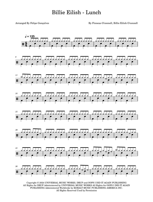 Lunch (Arr. The Ninja) - Billie Eilish (Drums)