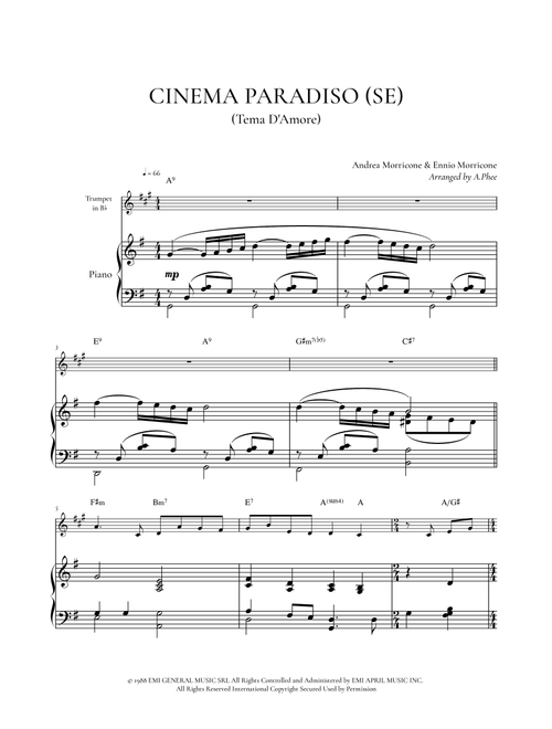Love Theme (Tema D'amore) (Arr. Phee) - Andrea Morricone, Ennio Morricone (Trumpet and Piano)