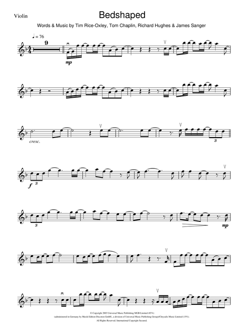 Bedshaped - Keane (Violin Solo)