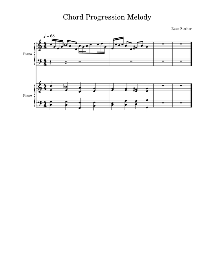 Chord Progression Melody Final Sheet music for Piano (Piano Duo ...