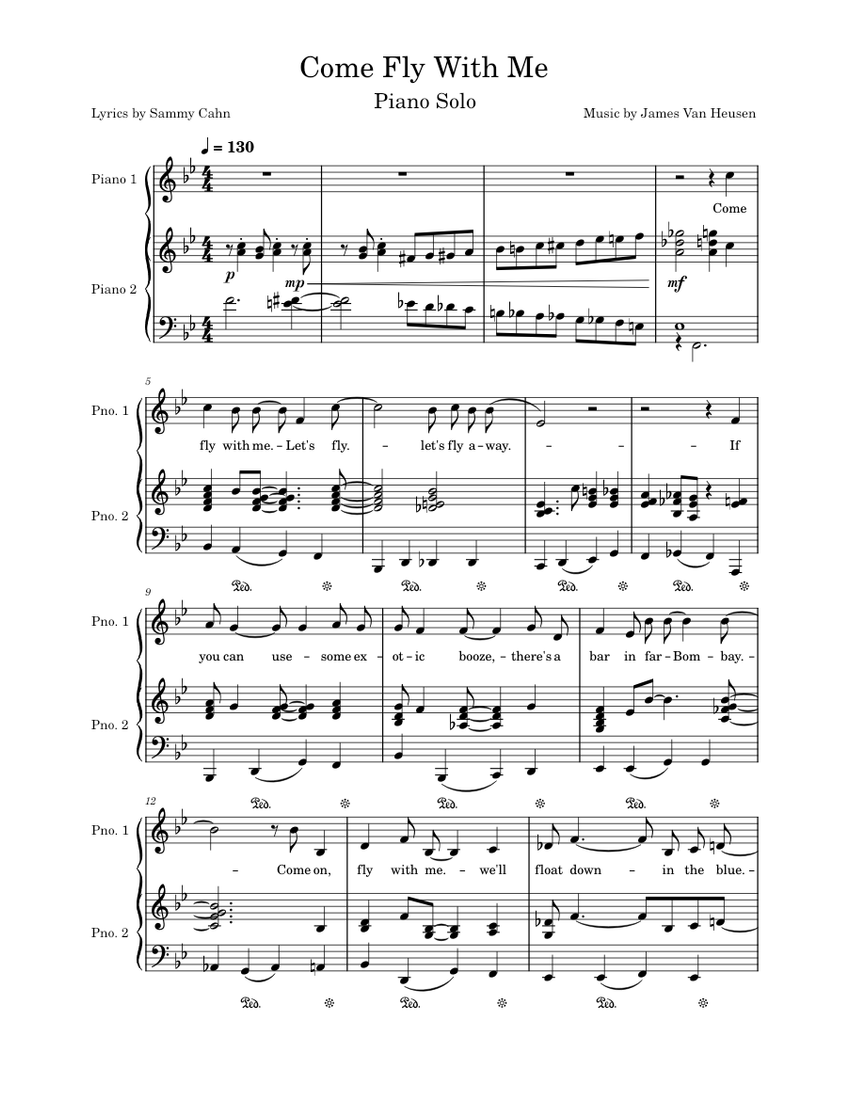 Come Fly With Me Sheet Music for Piano (Solo) | MuseScore.com