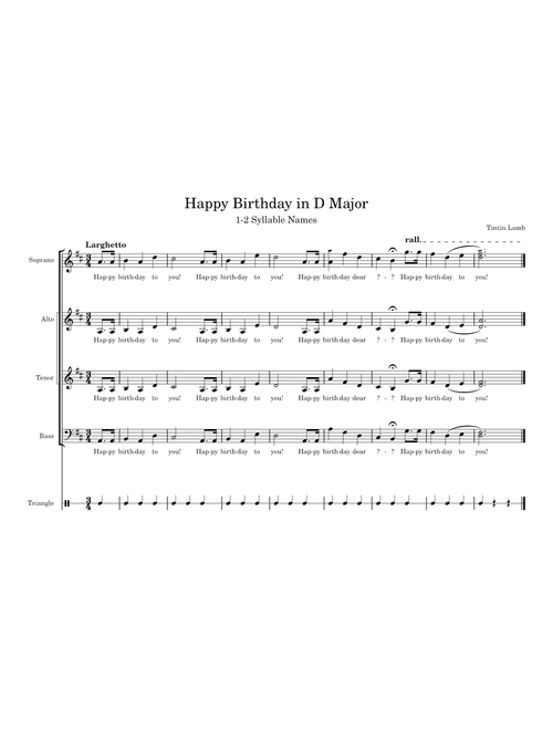 Happy Birthday in D Major