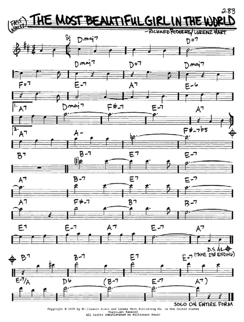 The Most Beautiful Girl In The World - Rodgers & Hart (Real Book - Melody-Chords)