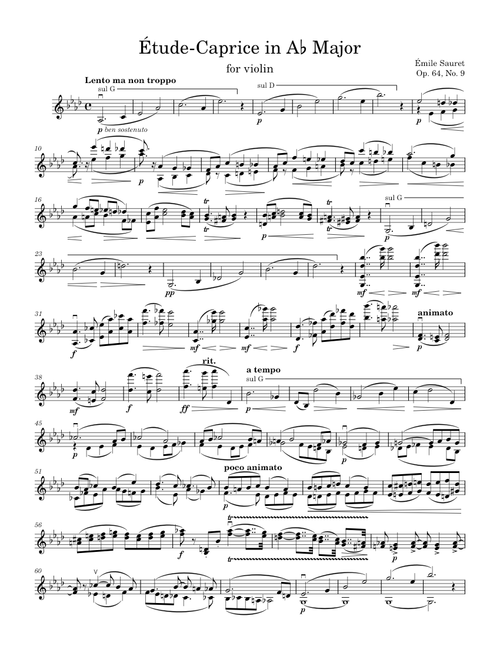 Étude-Caprice in A-Flat Major - É. Sauret, Op. 64, No. 9