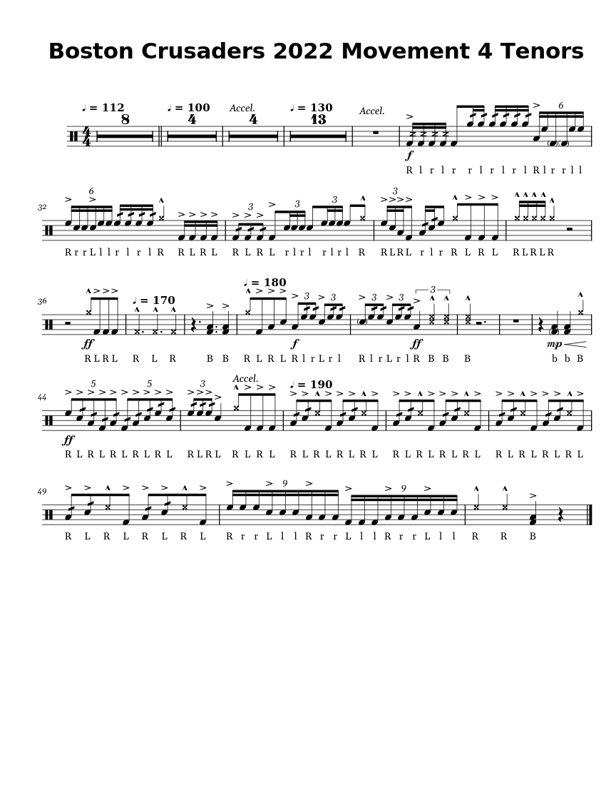 Boston Crusaders 2022 Movement 4 Tenors Sheet music for Tenor drum