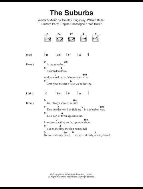 The Suburbs - Arcade Fire (Guitar Chords-Lyrics)