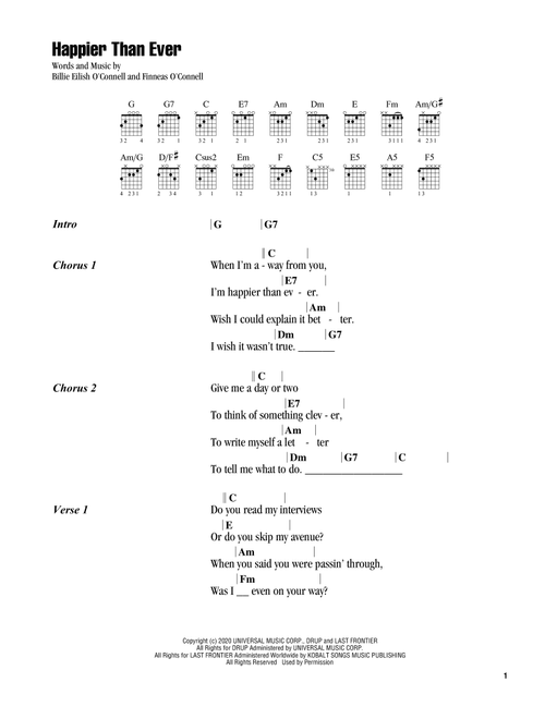 Happier Than Ever - Billie Eilish (Guitar Chords-Lyrics)
