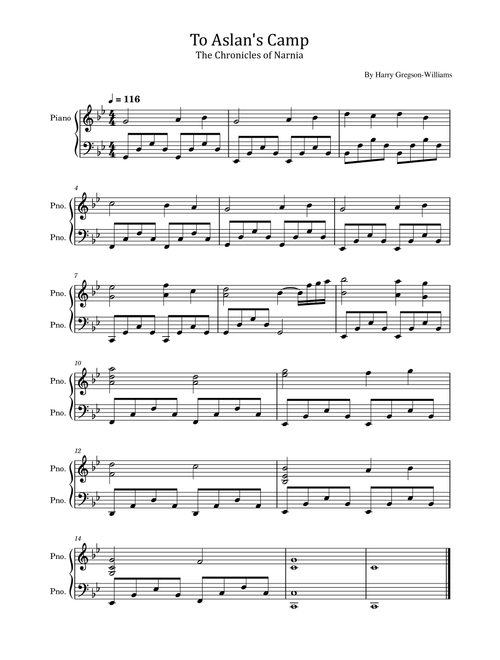 To Aslan's Camp (Arr. poon) - Harry Gregson-Williams (Easy Piano)