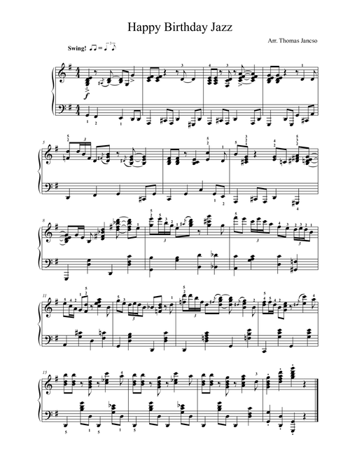Happy Birthday (Jazz Version) (Arr. Thomas Jancso) - Mildred J. Hill (Piano Solo)