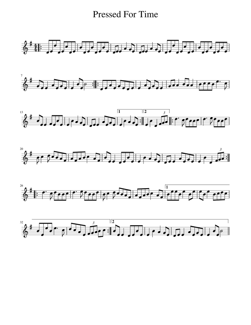 Pressed For Time Sheet Music For Piano Solo Musescore