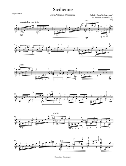Fauré Sicilienne - Classical Guitar (Arr. Andrew Howes) - Gabriel Fauré (Solo Guitar)