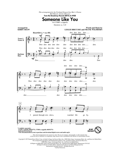 Someone Like You (from Jekyll & Hyde) (arr. Kirby Shaw) - Leslie Bricusse, Frank Wildhorn (Choral, TTBB)