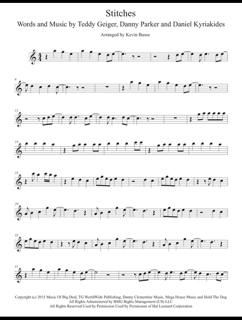 Stitches (Arr. Kevin Busse) - Shawn Mendes (Tenor Sax Solo)