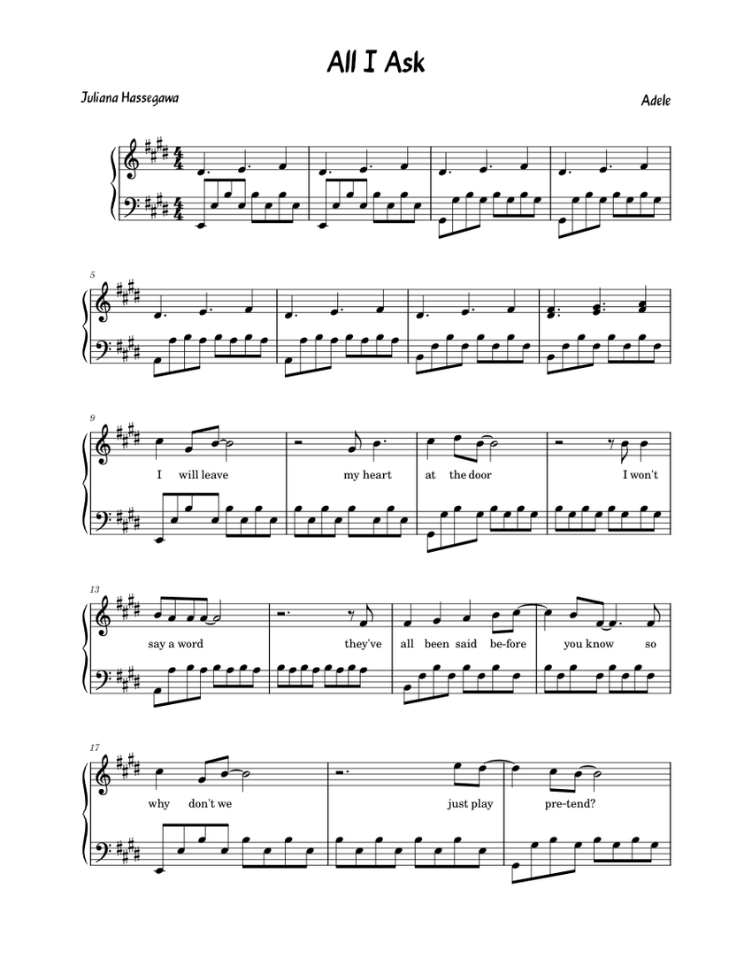 All I Ask Adele Sheet music for Piano (PianoVoice)