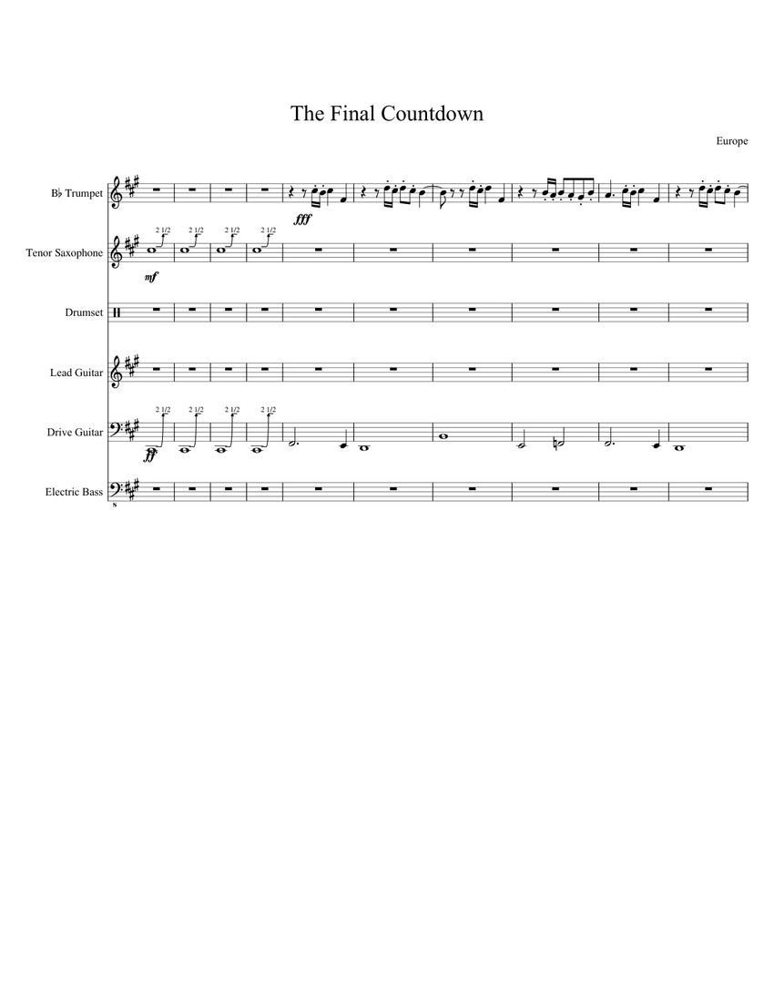 The Final Countdown Sheet music for Trumpet other (Solo)
