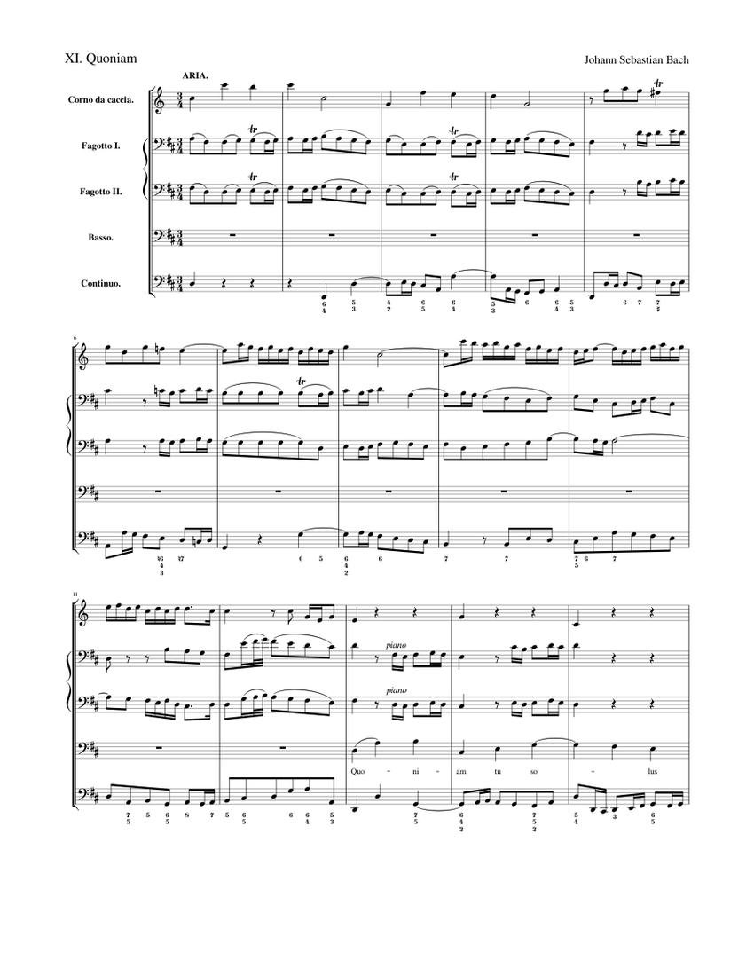 J.S. Bach: Mass in B Minor, BWV 232: XI. Quoniam - XII. Cum Sancto