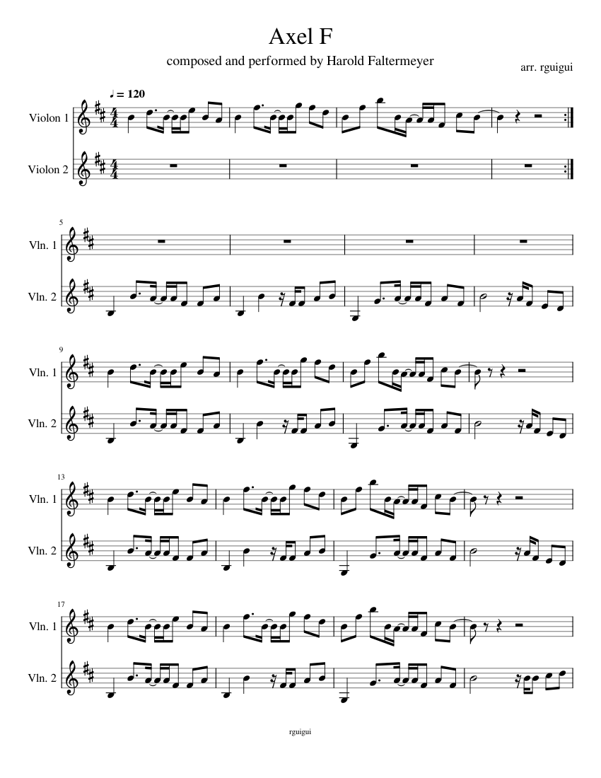 Axel F Duo Sheet music for Violin (String Duet)