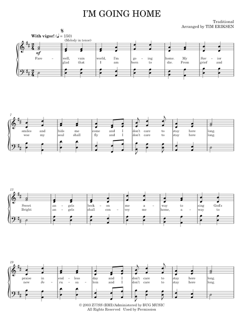 I'm Going Home - Cold Mountain Movie, Sacred Harp Singers At Liberty Church (Piano-Vocal-Guitar)